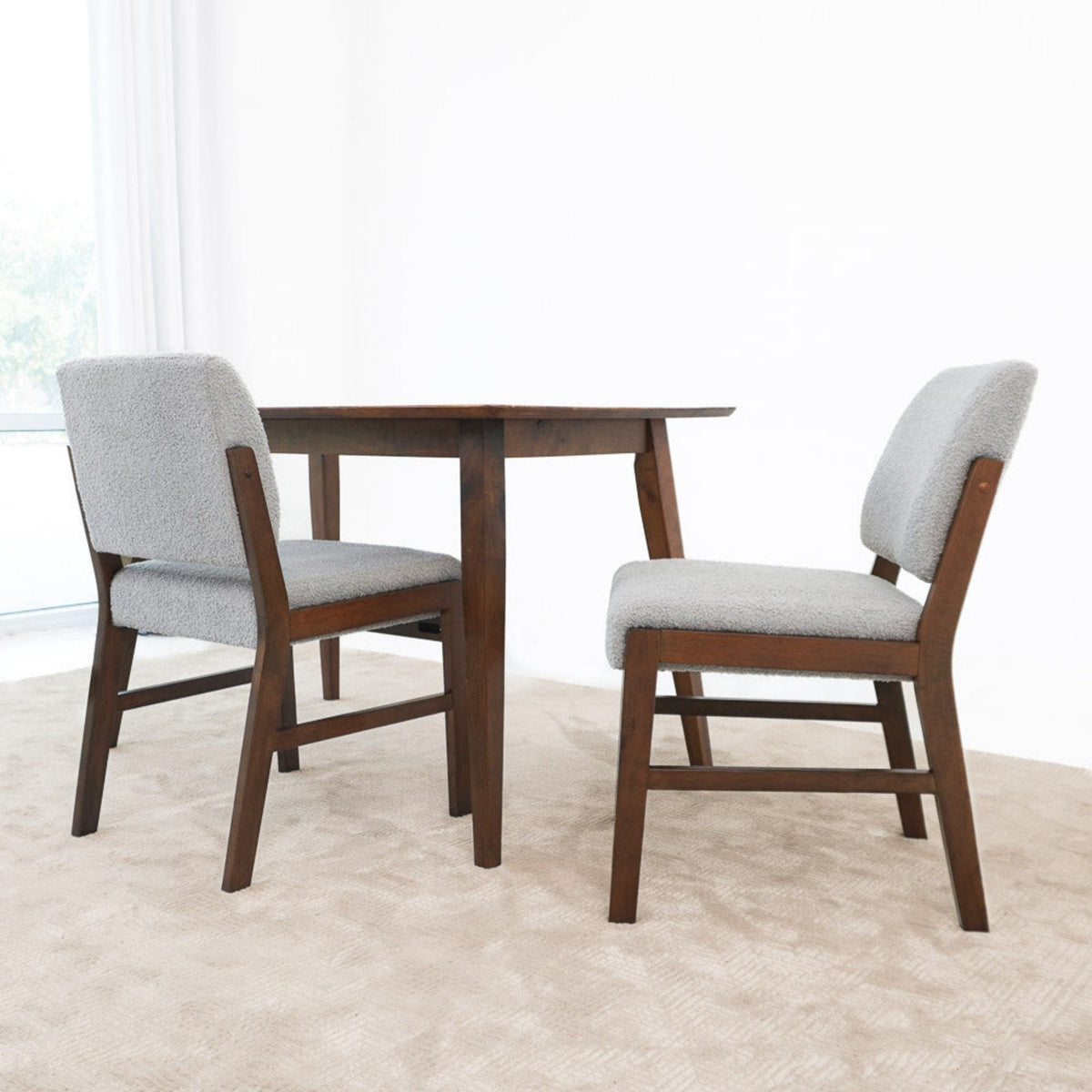 Light Gray Dining Chair Set of 2 with Lumbar Support - Caldwell
