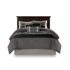7 Piece Faux Suede Comforter Set - Black - King