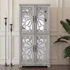 Modern Sideboard Buffet with Mirrored Doors and Adjustable Shelves - Dark Brown or Gray