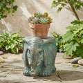 Elephant Garden Stool with Distressed Copper Patina Finish - Outdoor Accent Table