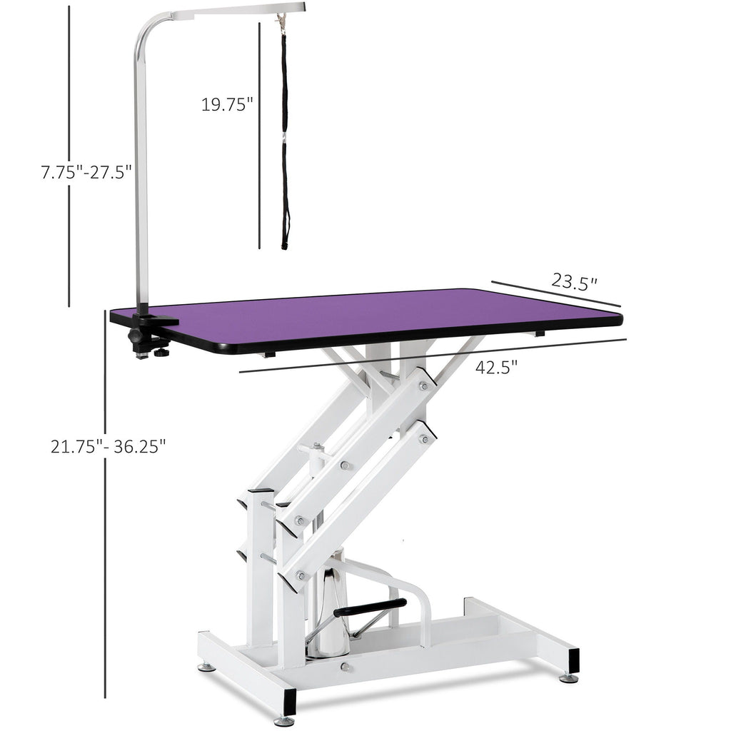 Hydraulic Pet Grooming Table with Adjustable Height - Purple or Pink