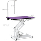 Hydraulic Pet Grooming Table with Adjustable Height - Purple or Pink