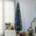8ft Pencil Prelit Artificial Christmas Tree with 250 Colorful LED Lights