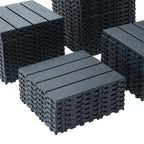 Interlocking Plastic Deck Tiles with Waterproof Construction - Dark Gray or Dark Brown