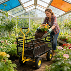 Outdoor Wagon Cart with Metal Frame - Green
