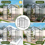 Windproof Greenhouse with Raised Base - Polycarbonate Panels - Black
