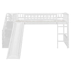 Loft Stairway Bed with Drawers and Convertible Ladder - Twin