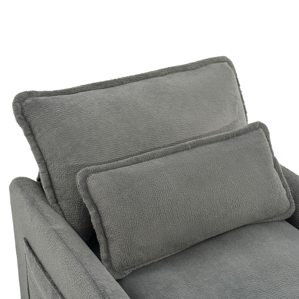 Modern Loveseat Sofa with Side Storage Pockets - Green, Beige, or Dark Gray
