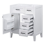 30" Bathroom Vanity Cabinet Base with Drawers - White