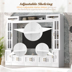 Wall Unit Entertainment Center with Glass Doors - White or Black