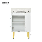Bathroom Vanity with Single Ceramic Sink and Side Storage - Multiple Colors