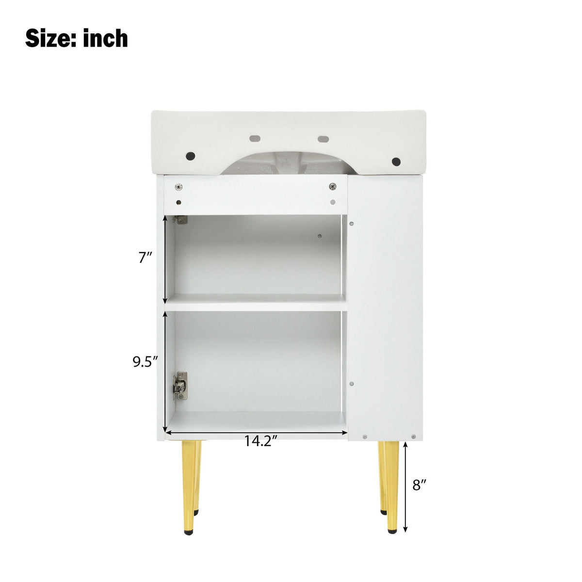 Bathroom Vanity with Single Ceramic Sink and Side Storage - Multiple Colors