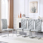 Elegant Design Upholstered Dining Chairs with Crystal Details - Multiple Colors