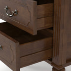 Farmhouse Nightstand with 2 Drawer, Solid Wood Bedside Table - Walnut