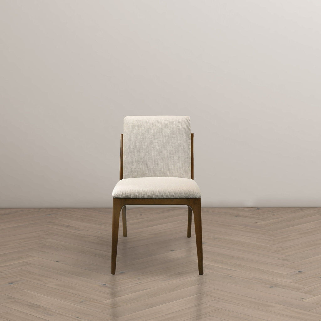 Elegant Dining Chair Set with Upholstered Fabric - Light Brown or Beige