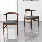 Mid-Century Modern Dining Chair Set of 2 with Solid Wood Frame - Dark Gray or Black