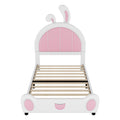 Upholstered Platform Bed with Rabbit Shaped Headboard - Twin, White
