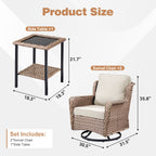 2-Person Outdoor Wicker Swivel Rocker Seating Group with Cushions - Beige or Blue