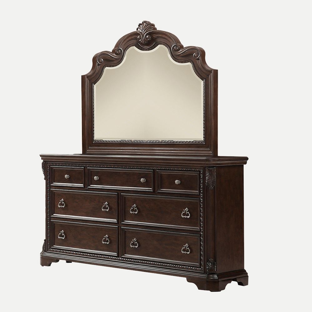Mahogany 7 Drawer Dresser with Spacious Storage - Mahogany
