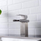 Single Handle Bathroom Faucet with Waterfall Design - Brushed Nickel