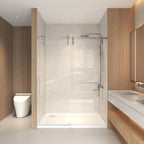 Frameless Sliding Bathtub Door with Tempered Glass - Black or Gray