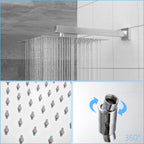 Dual Shower Head System with Rough-In Valve - Black or Pearl Silver