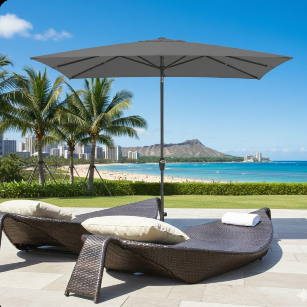 Rectangular Patio Umbrella with Crank Tilt - UV-Resistant Canopy