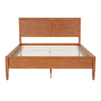 Queen Size Wood Platform Bed Frame with Classic Panel Headboard - Brown or Natural