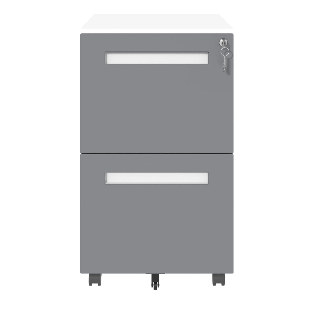 2-Drawer Mobile File Cabinet with Lock - White