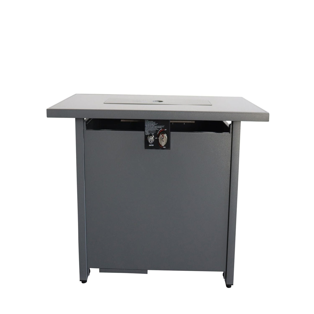 Black Outdoor Fire Pit Table with Lid and Heat Resistant Smoked Glass Top