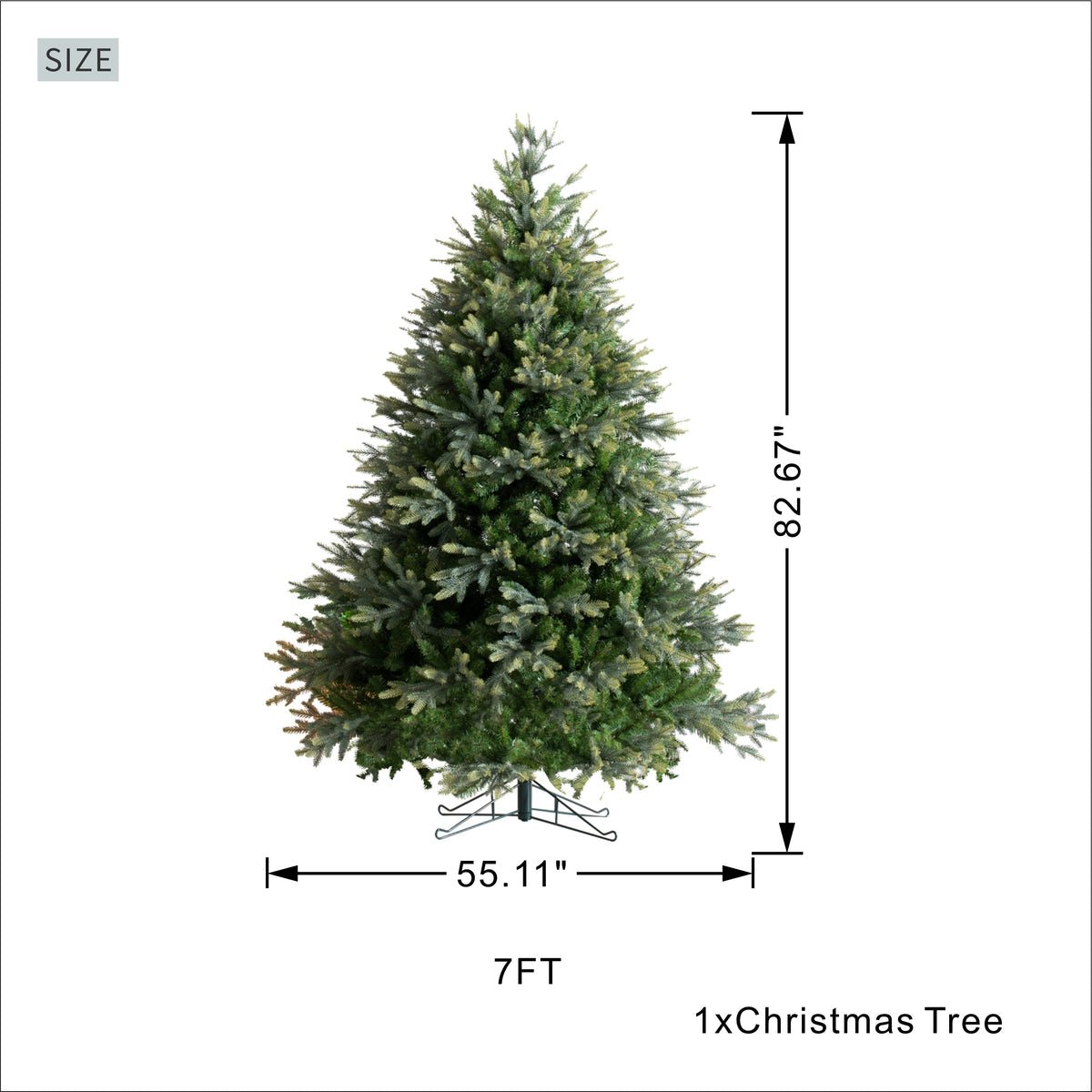 7 Ft Realistic Christmas Tree with Full PE/PVC Branches - Green