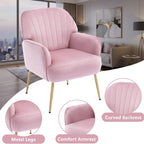 Upholstered Accent Armchair with Shell-Shaped Design - Multiple Colors