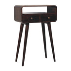 Solid Wood Mini California Console Table with Storage Drawers - Walnut