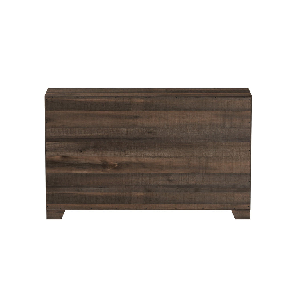 6 Drawer Wooden Dresser with Spacious Storage - Brown