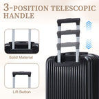 ABS Spinner Wheel Luggage Set with Cosmetic Case - Black
