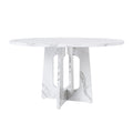 Round Dining Table For 4 with Wood & Iron Construction - Dark Brown or White