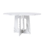 Round Dining Table For 4 with Wood & Iron Construction - Dark Brown or White