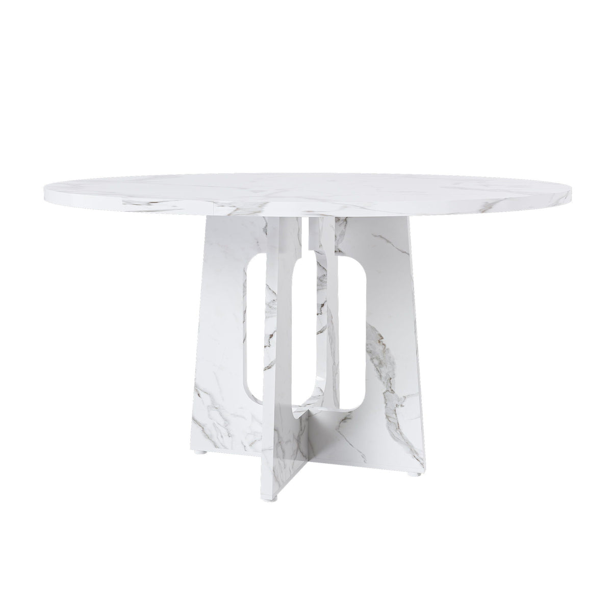Round Dining Table For 4 with Wood & Iron Construction - Dark Brown or White