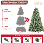 8 Ft Full-Bodied Pre-Decorated Pinecone Christmas Tree with Pine Cones - Green