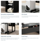 L-Shaped Executive Desk with Cabinet Storage - Dark Gray or Black