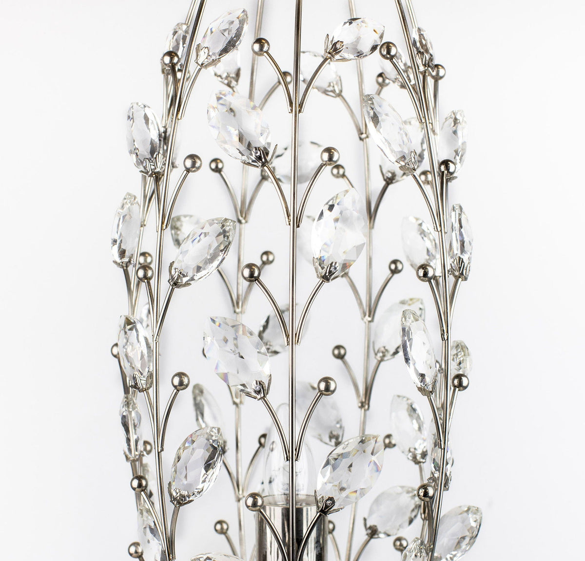 Crystal Buds Contemporary Uplight Lamp with Genuine Crystal Beads - Polished Nickel / Clear Crystal