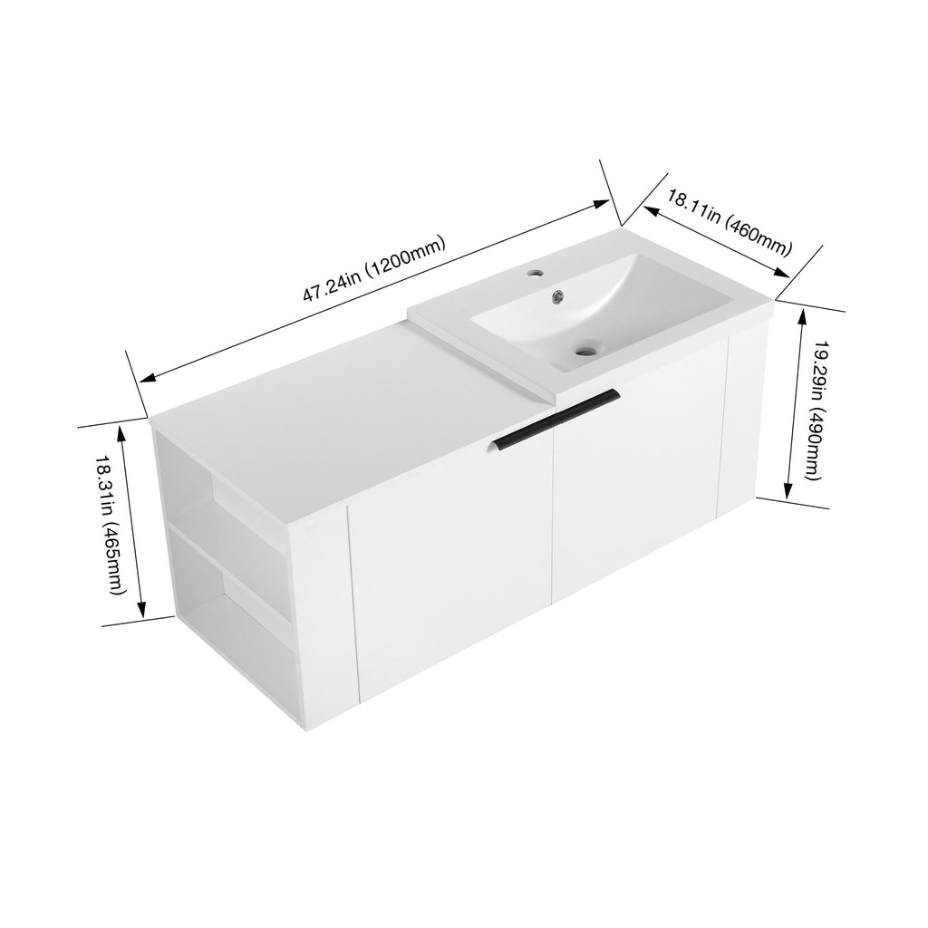 Modern Bathroom Vanity Sink Combo With Spacious Storage - White or Light Brown