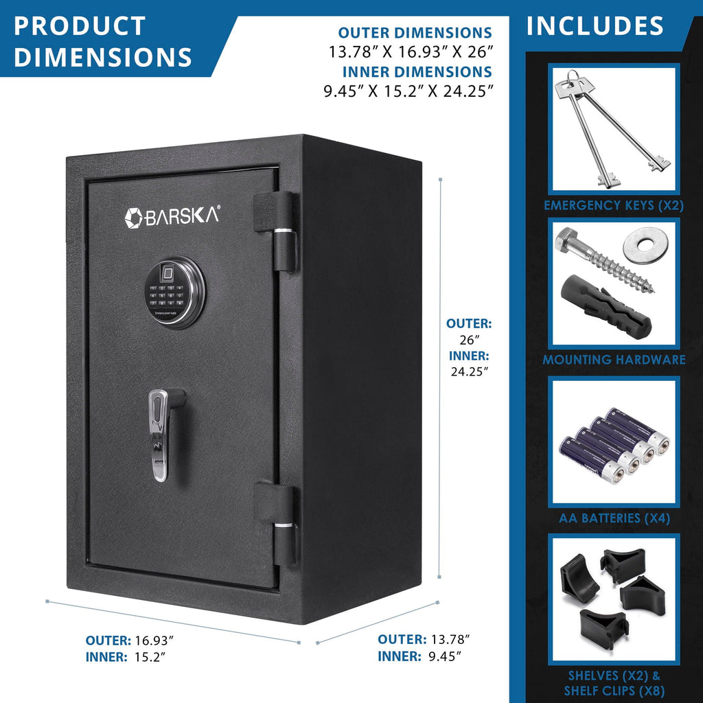 2.02 cu ft Biometric Keypad Fire Resistant Safe with Fingerprint Access - Black