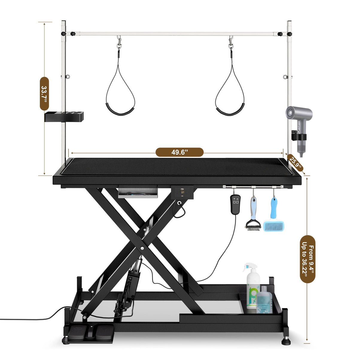 Height Adjustable Electric Pet Grooming Table with Heavy Duty Frame - Black or White
