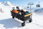 Large Capacity Folding Outdoor Wagon Cart with Extender - Black & Orange