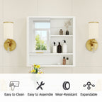 Modern Bathroom Mirror Cabinet with Open Shelves - Bathroom Storage, MDF