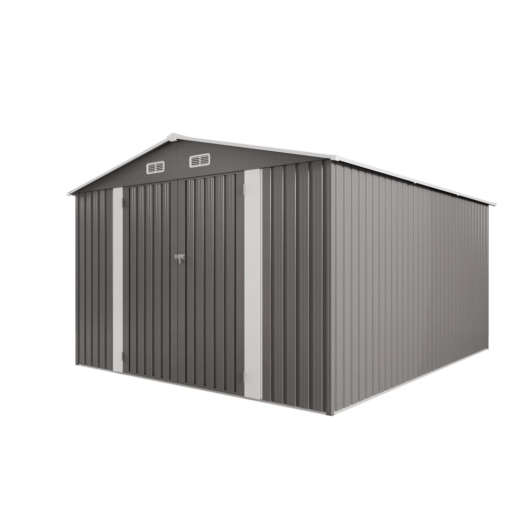Outdoor Storage Shed with Lockable Doors - Dark Gray
