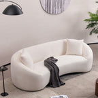 Curved 3 Seater Sofa for Living Room with Deep Seating - White