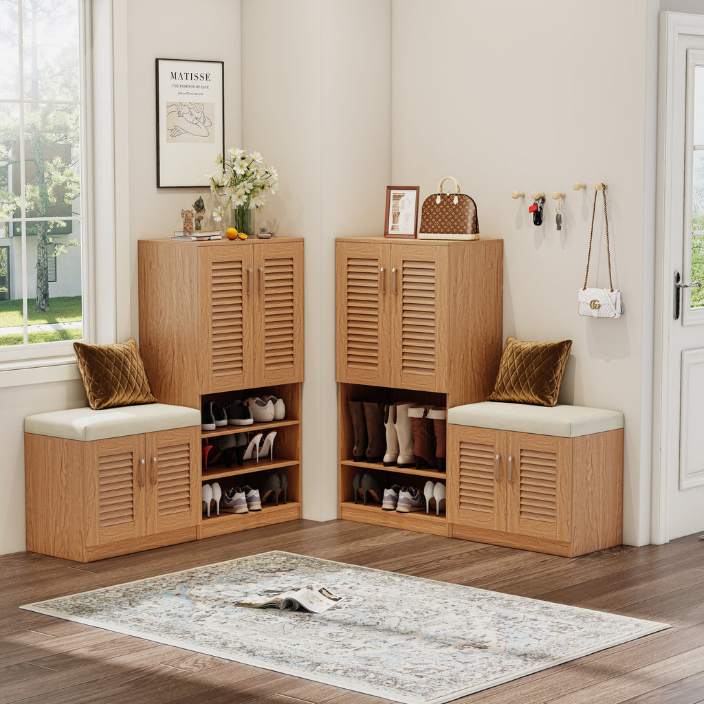 Multi Functional Shoe Storage Cabinet with Bench - Particle Board & MDF