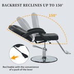 Classic Reclining Barber Chair with Hydraulic Pump - Red or Black